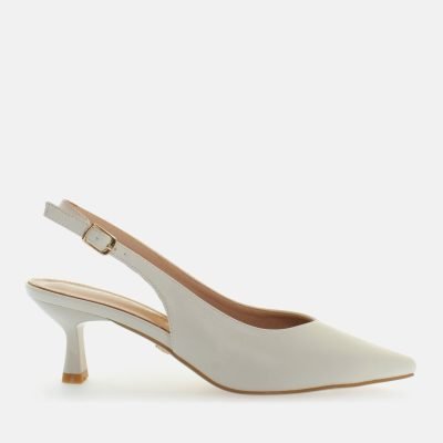 Decollete slingback scollo V bianco
