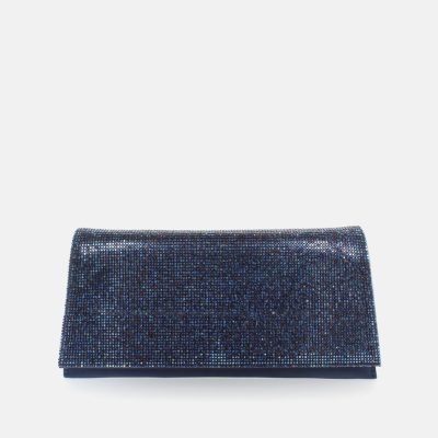 Pochette busta trapezio strass blu