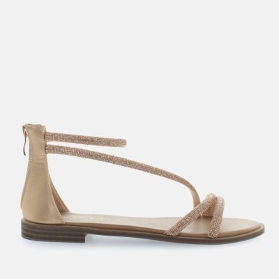 Sandali tallone cinturini strass rosaoro