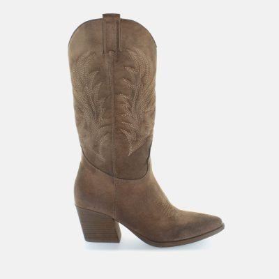 Stivali texani tacco cuciture beige