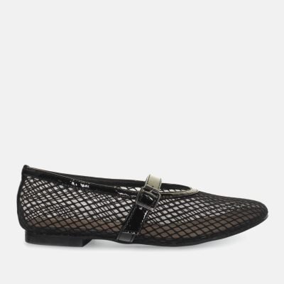 Ballerine tomaia rete vernice nero