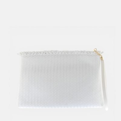 Pochette intrecciato frange Bianco
