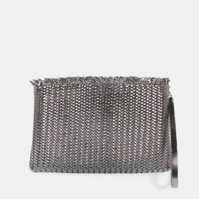 Pochette intrecciato frange Grigio