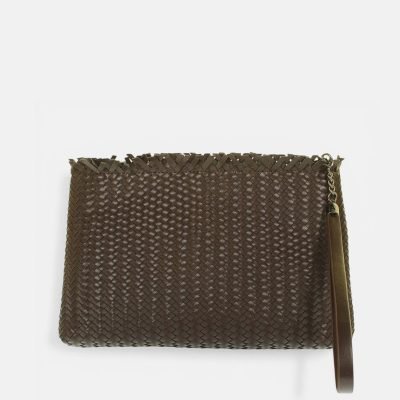 Pochette intrecciato frange Testa di Moro