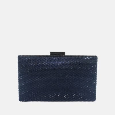 Pochette a mano rigida strass Blu
