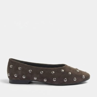 Ballerine borchie scollo testa moro
