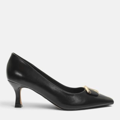 Decollete minimal tacco stiletto accessorio nero