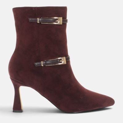 Stivaletti tacco stiletto doppia fibbia bordeaux