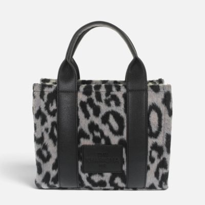 Borsa a mano animalier grigio-nero
