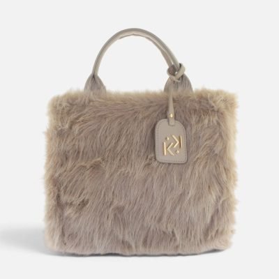 Borsa a mano ecopelliccia fur beige