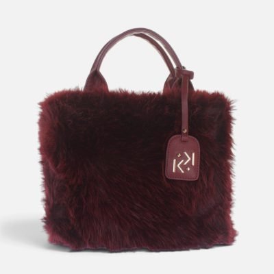 Borsa a mano ecopelliccia fur bordeaux