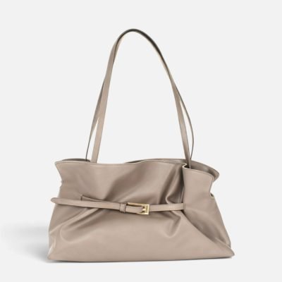 Borsa a spalla shopping accessorio fibbia beige
