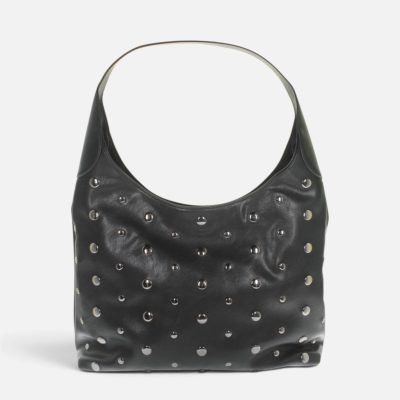 Borsa a spalla hobo maxi borchie piatte nero