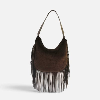 Borsa hobo maxi laserata frange tmoro