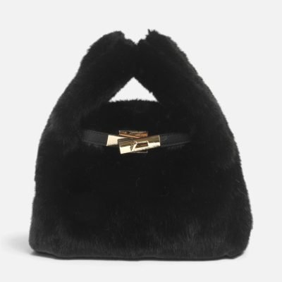 Borsa a mano ecopelliccia accessorio nero
