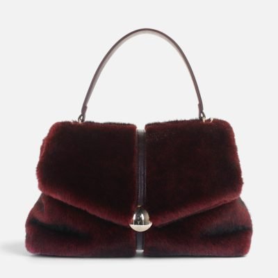 Borsa a spalla ecopelliccia fur dettaglio bordeaux