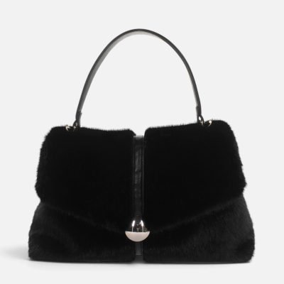 Borsa a spalla ecopelliccia fur dettaglio nero