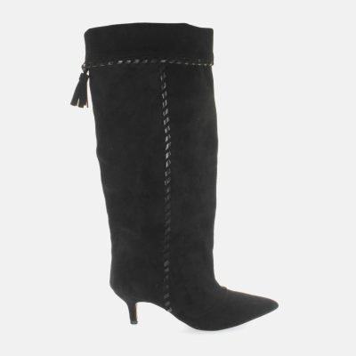 Stivali gambale intrecci tacco stiletto nero